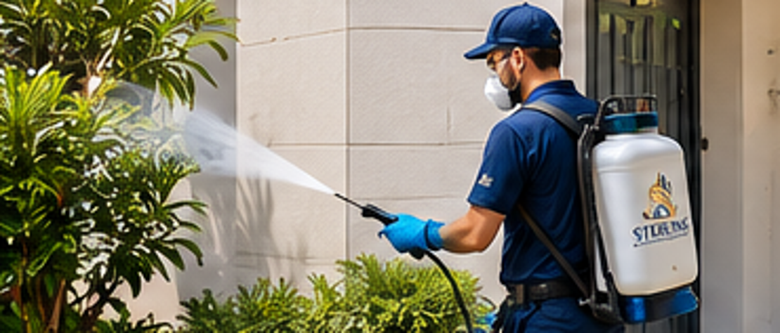 Pest management professional in protective equipment